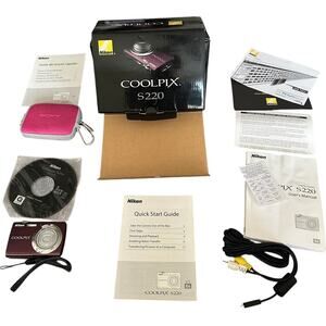 Nikon Coolpix S220 TESTED WORKS 10MP Digital Camera in Plum W/ Original Package